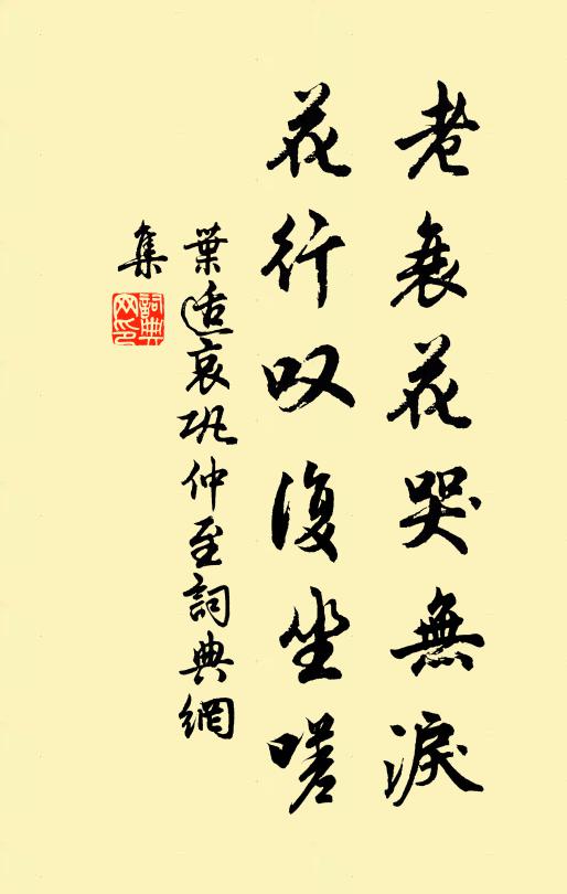 叶适老衰花哭无泪，花行叹复坐嗟书法作品欣赏