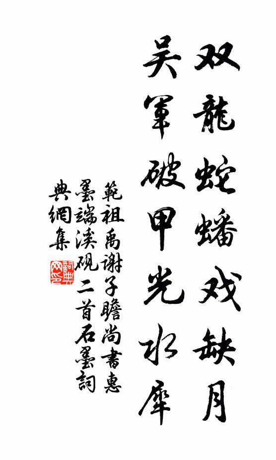 范祖禹双龙蛇蟠戏缺月，吴军破甲光水犀书法作品欣赏