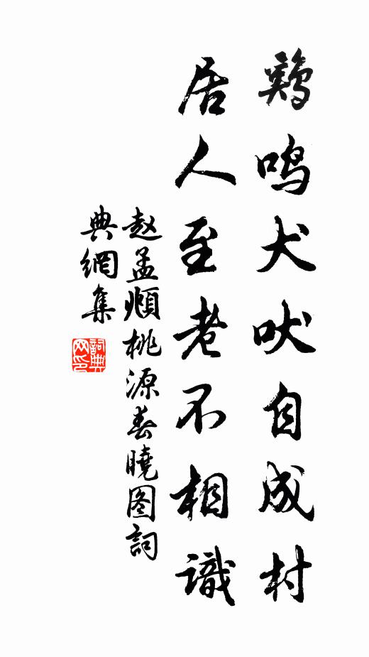 赵孟頫鸡鸣犬吠自成村，居人至老不相识书法作品欣赏