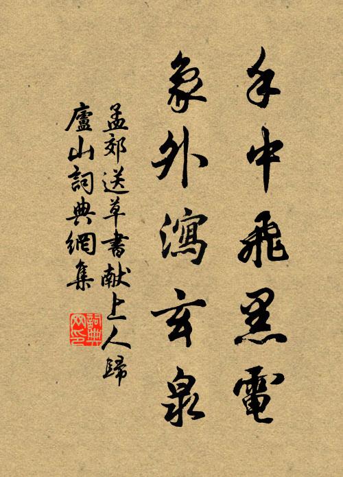 孟郊手中飞黑电，象外泻玄泉书法作品欣赏