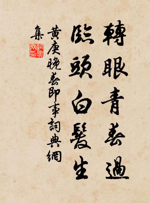 黄庚转眼青春过，临头白发生书法作品欣赏