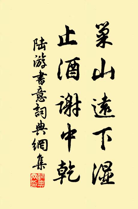 陆游巢山远下湿，止酒谢中乾书法作品欣赏