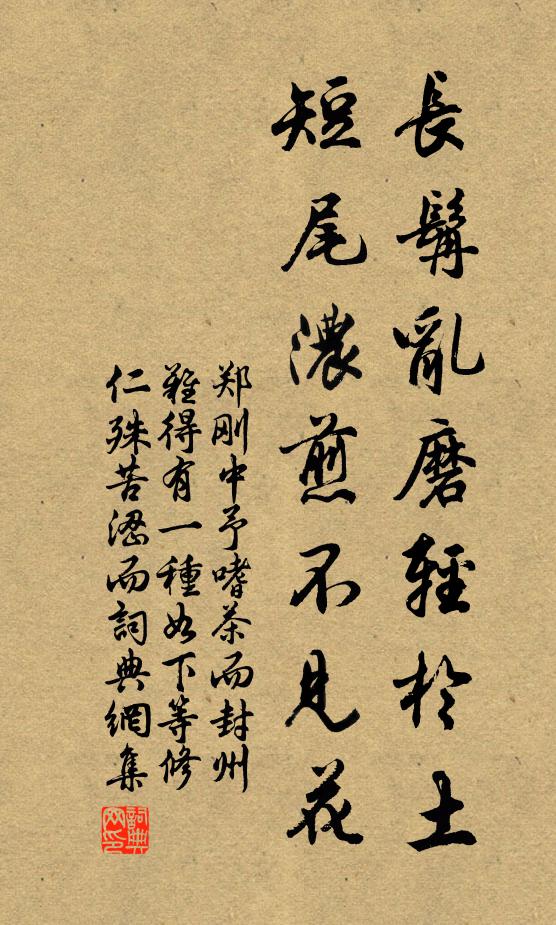 郑刚中长髯乱磨轻於土，短尾浓煎不见花书法作品欣赏