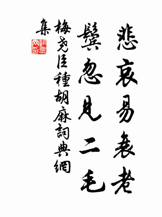 梅尧臣悲哀易衰老，鬓忽见二毛书法作品欣赏