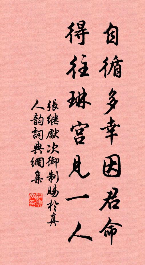 张继先自循多幸因君命，得往琳宫见一人书法作品欣赏