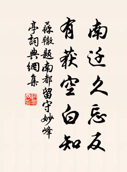 苏辙南迁久忘反，有获空白知书法作品欣赏