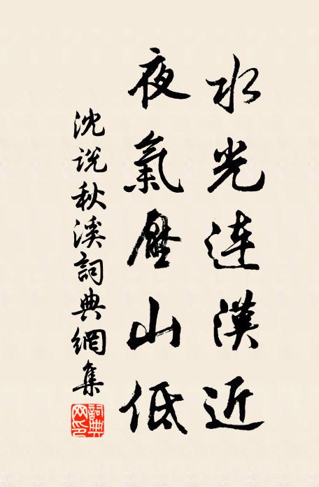 沈说水光连汉近，夜气压山低书法作品欣赏