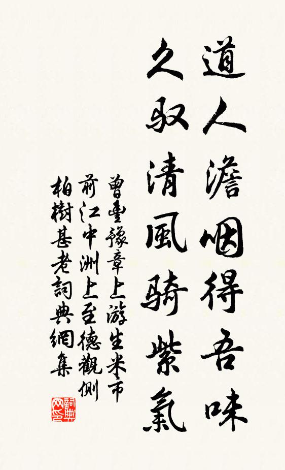 曾丰道人澹咽得吾味，久驭清风骑紫气书法作品欣赏