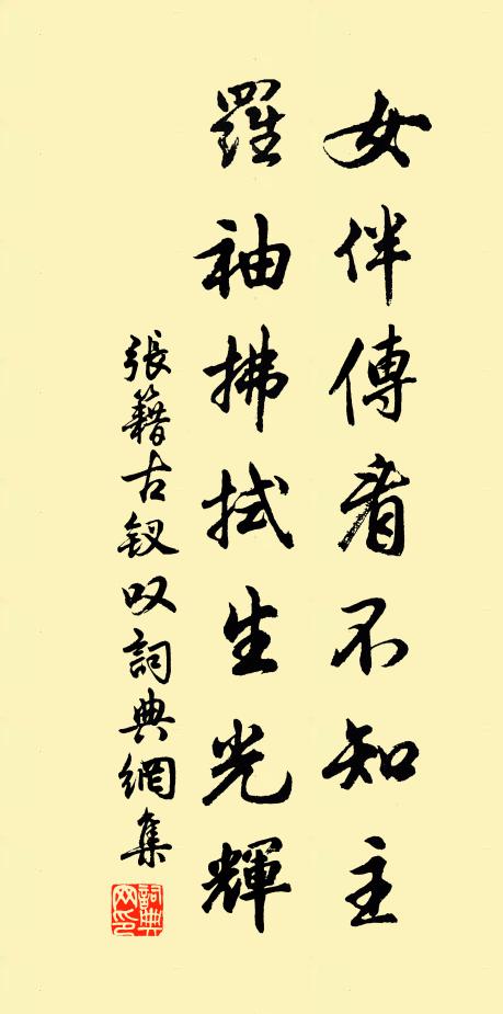 张籍女伴传看不知主，罗袖拂拭生光辉书法作品欣赏
