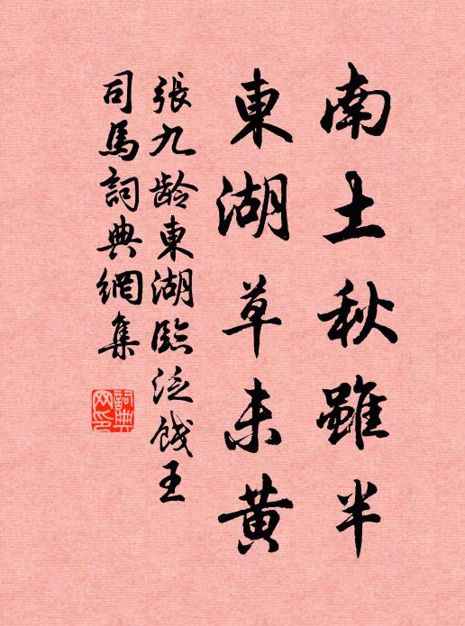 张九龄南土秋虽半，东湖草未黄书法作品欣赏
