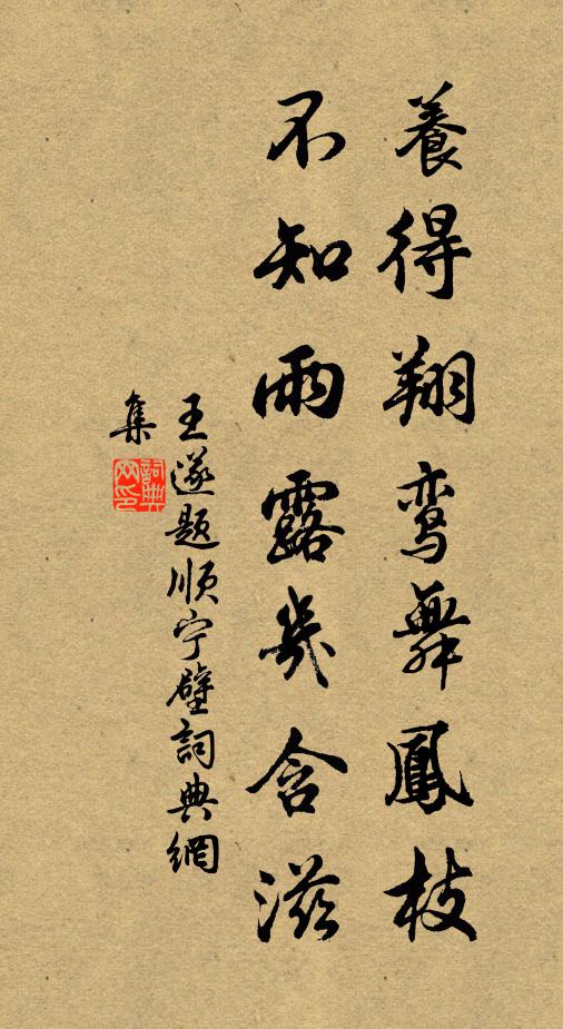 王遂养得翔鸾舞凤枝，不知雨露几含滋书法作品欣赏