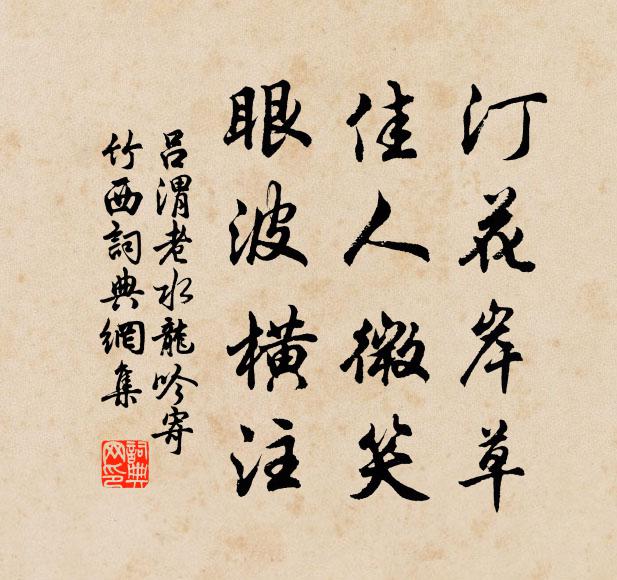 吕渭老汀花岸草，佳人微笑，眼波横注书法作品欣赏
