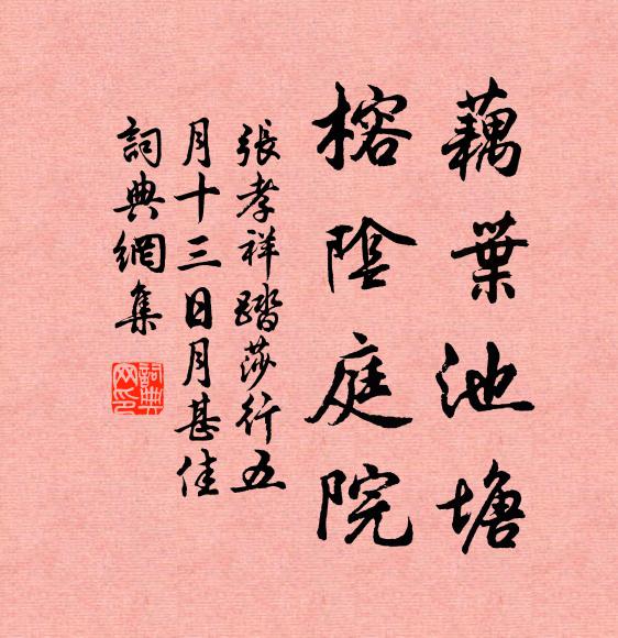 张孝祥藕叶池塘，榕阴庭院书法作品欣赏
