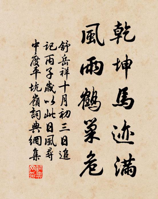 舒岳祥乾坤马迹满，风雨鹤巢危书法作品欣赏
