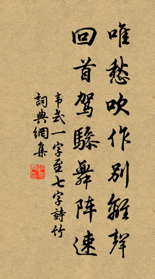 韦式唯愁吹作别离声，回首驾骖舞阵速书法作品欣赏