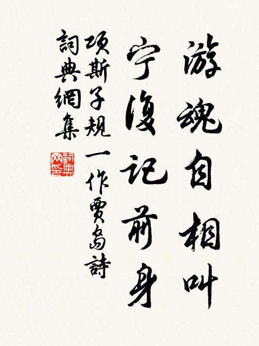 项斯游魂自相叫，宁复记前身书法作品欣赏