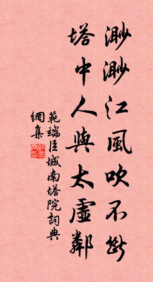 范端臣渺渺江风吹不断，塔中人与太虚邻书法作品欣赏