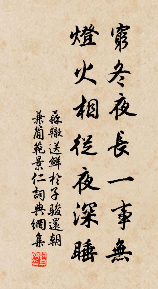 苏辙穷冬夜长一事无，灯火相从夜深睡书法作品欣赏