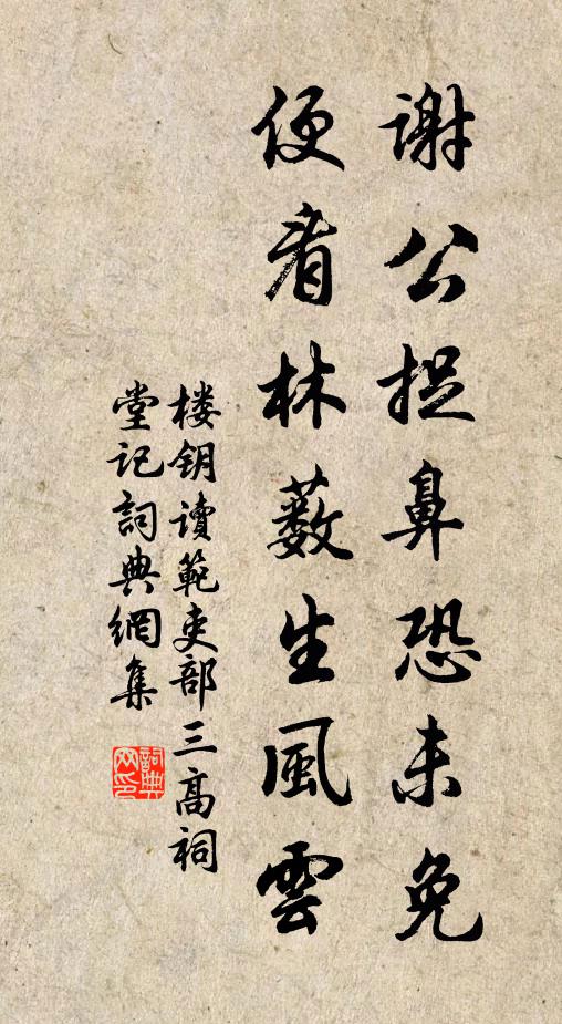 楼钥谢公捉鼻恐未免，便看林薮生风云书法作品欣赏