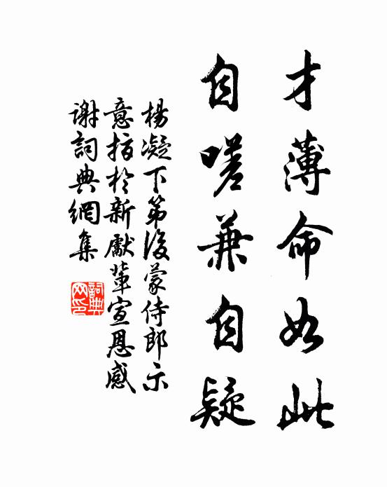 杨凝才薄命如此，自嗟兼自疑书法作品欣赏