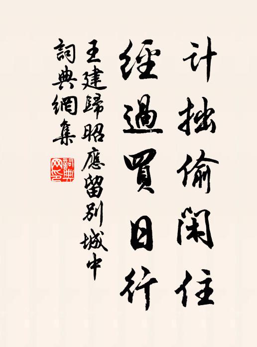 王建计拙偷闲住，经过买日行书法作品欣赏