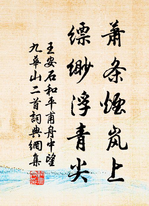 王安石萧条烟岚上,缥缈浮青尖书法作品欣赏