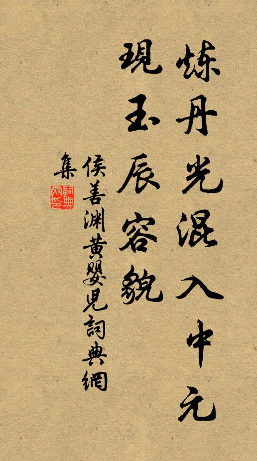侯善渊炼丹光混入中元，现玉辰容貌书法作品欣赏