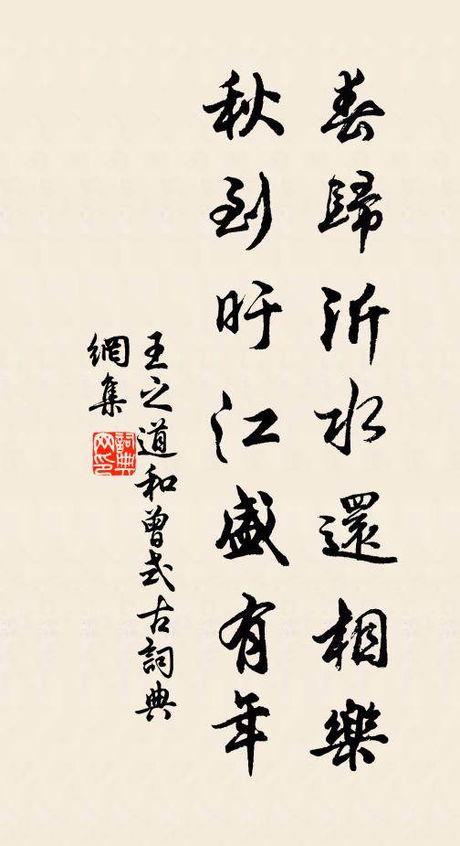 王之道春归沂水还相乐，秋到旴江盛有年书法作品欣赏