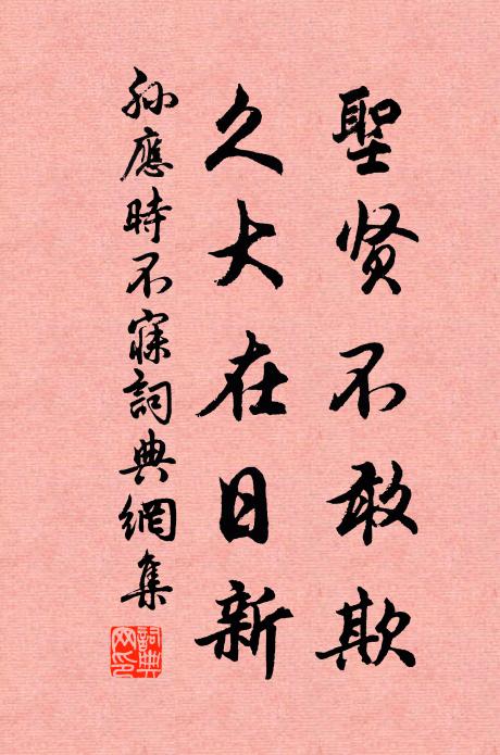 孙应时圣贤不敢欺，久大在日新书法作品欣赏