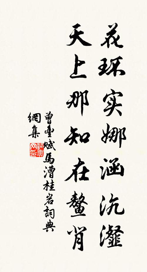 曾丰花环实娜涵沆瀣，天上那知在鳌背书法作品欣赏