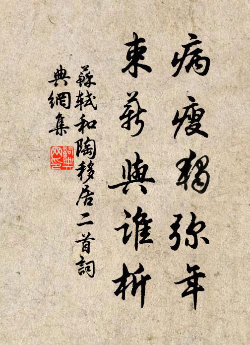 苏轼病瘦独弥年，束薪与谁析书法作品欣赏