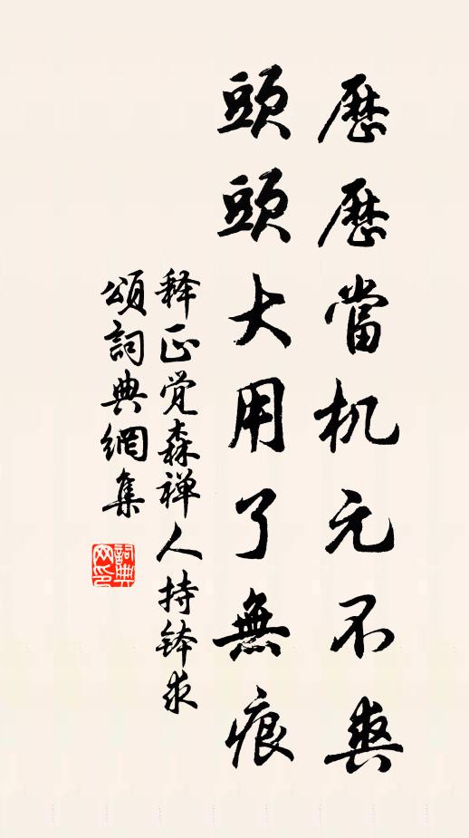 释正觉历历当机元不爽，头头大用了无痕书法作品欣赏