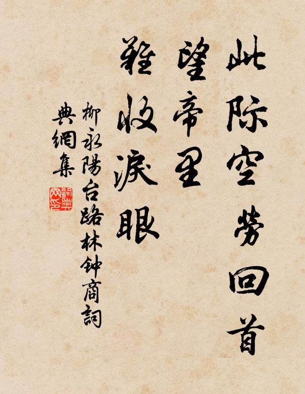 柳永此际空劳回首，望帝里、难收泪眼书法作品欣赏