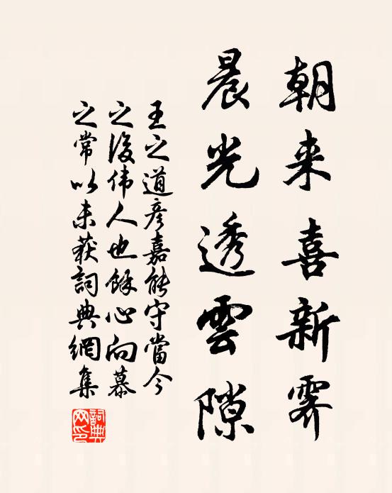 王之道朝来喜新霁，晨光透云隙书法作品欣赏