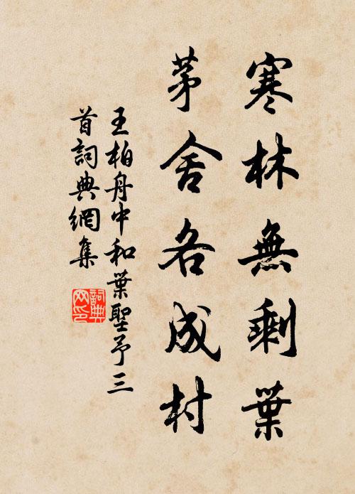 王柏寒林无剩叶，茅舍各成村书法作品欣赏