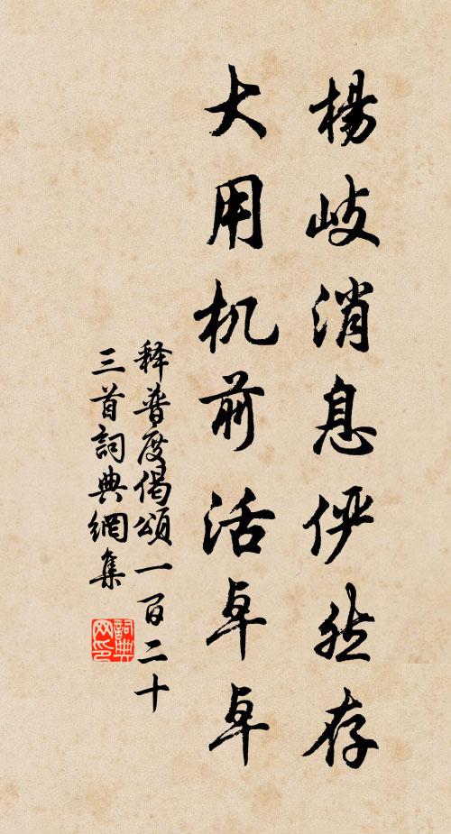 释普度杨岐消息俨然存，大用机前活卓卓书法作品欣赏