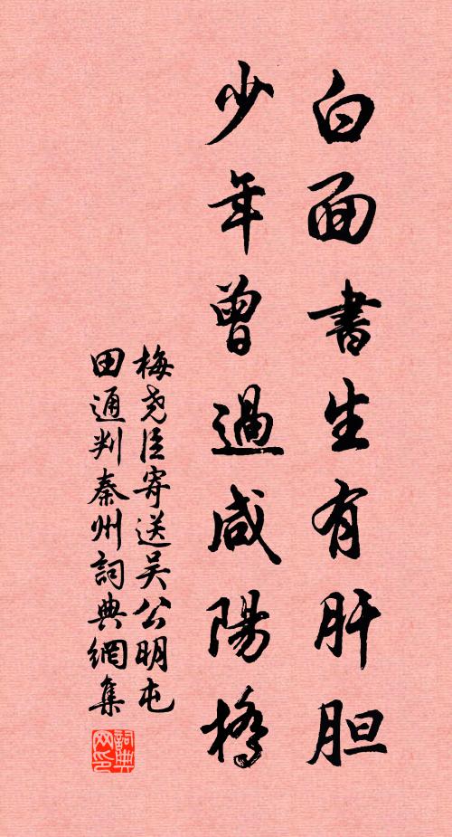 梅尧臣白面书生有肝胆，少年曾过咸阳桥书法作品欣赏