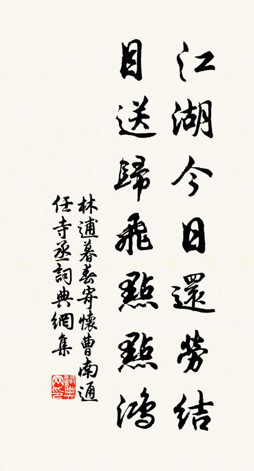 林逋江湖今日还劳结，目送归飞点点鸿书法作品欣赏