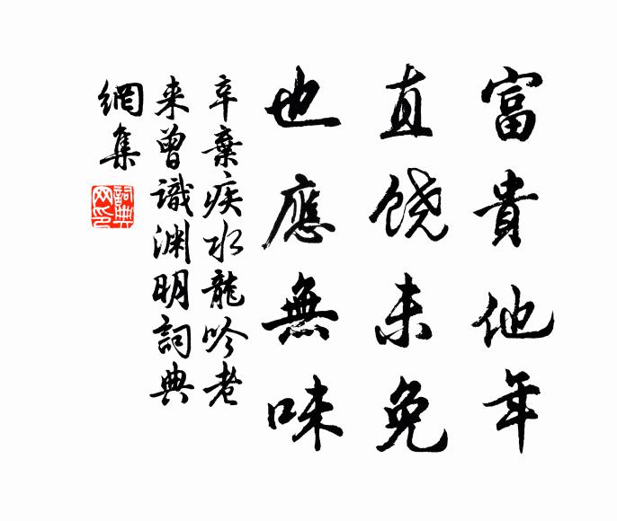 辛弃疾富贵他年，直饶未免，也应无味书法作品欣赏