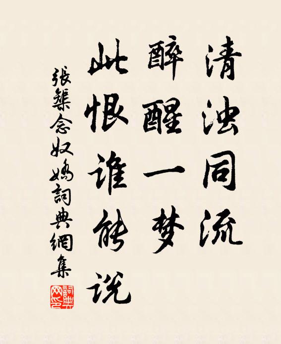 张榘清浊同流，醉醒一梦，此恨谁能说书法作品欣赏