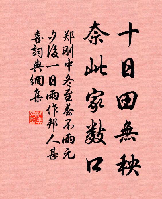 郑刚中十日田无秧，奈此家数口书法作品欣赏
