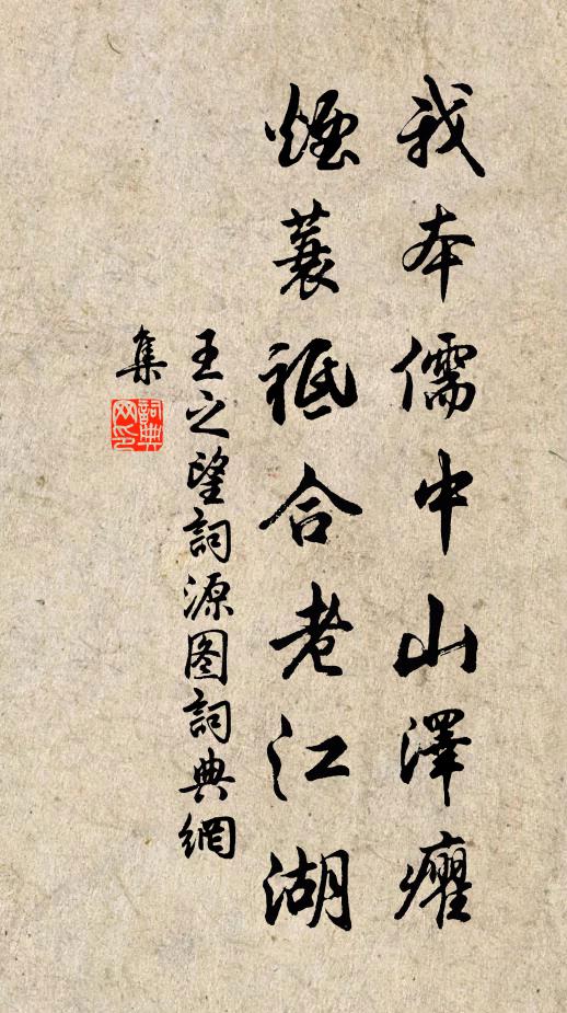 王之望我本儒中山泽癯，烟蓑祗合老江湖书法作品欣赏