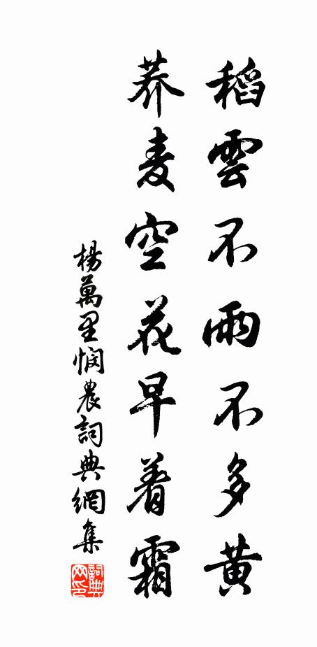杨万里稻云不雨不多黄，荞麦空花早着霜书法作品欣赏