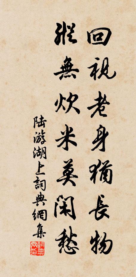 陆游回视老身犹长物，纵无炊米莫闲愁书法作品欣赏