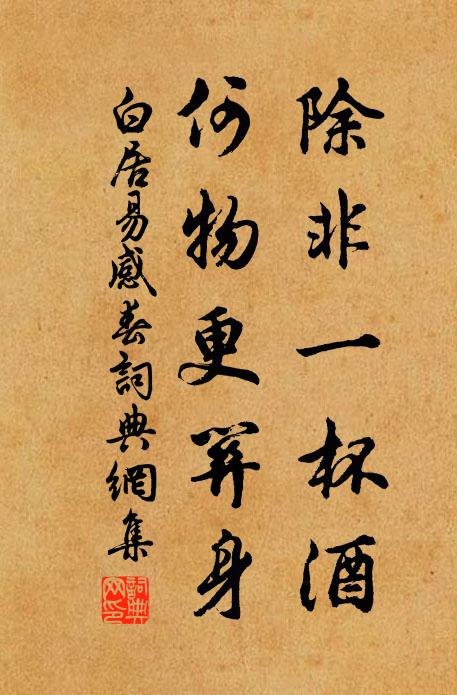 白居易除非一杯酒，何物更关身书法作品欣赏