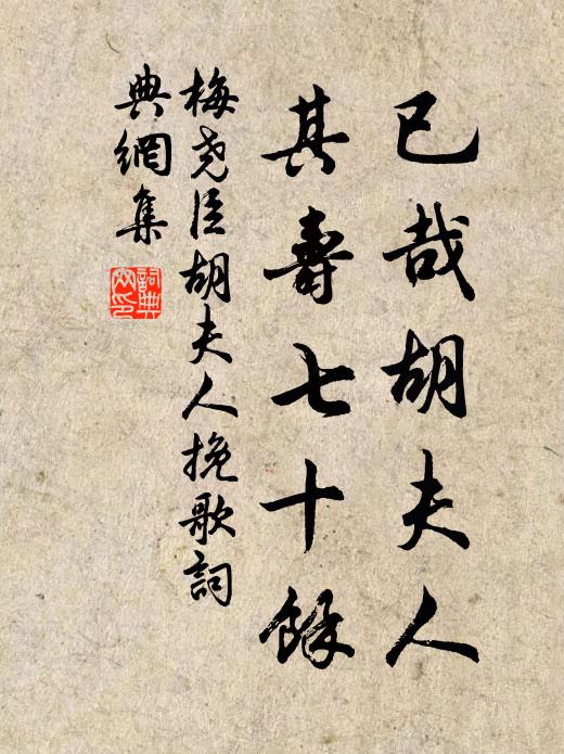 梅尧臣已哉胡夫人，其寿七十余书法作品欣赏