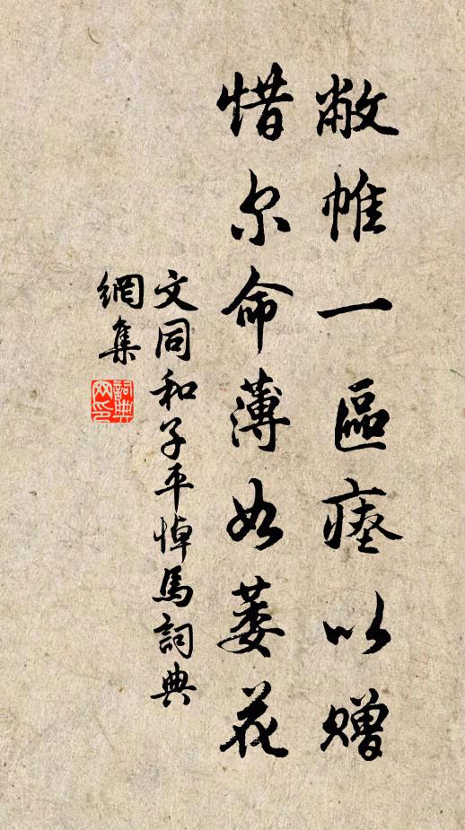 文同敝帷一区瘗以赠，惜尔命薄如萎花书法作品欣赏