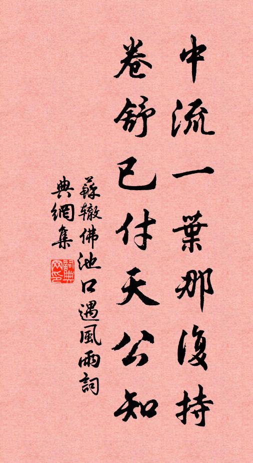 苏辙中流一叶那复持，卷舒已付天公知书法作品欣赏