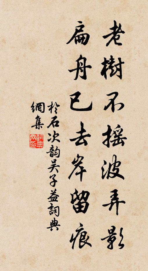 于石老树不摇波弄影，扁舟已去岸留痕书法作品欣赏