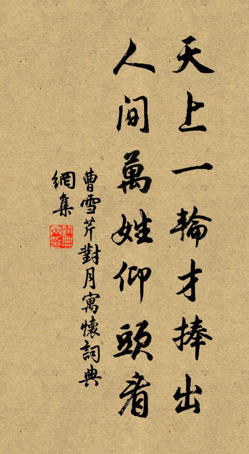 曹雪芹天上一轮才捧出，人间万姓仰头看书法作品欣赏
